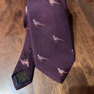 Brooks Brothers Maroon Tie with Pheasant Pattern